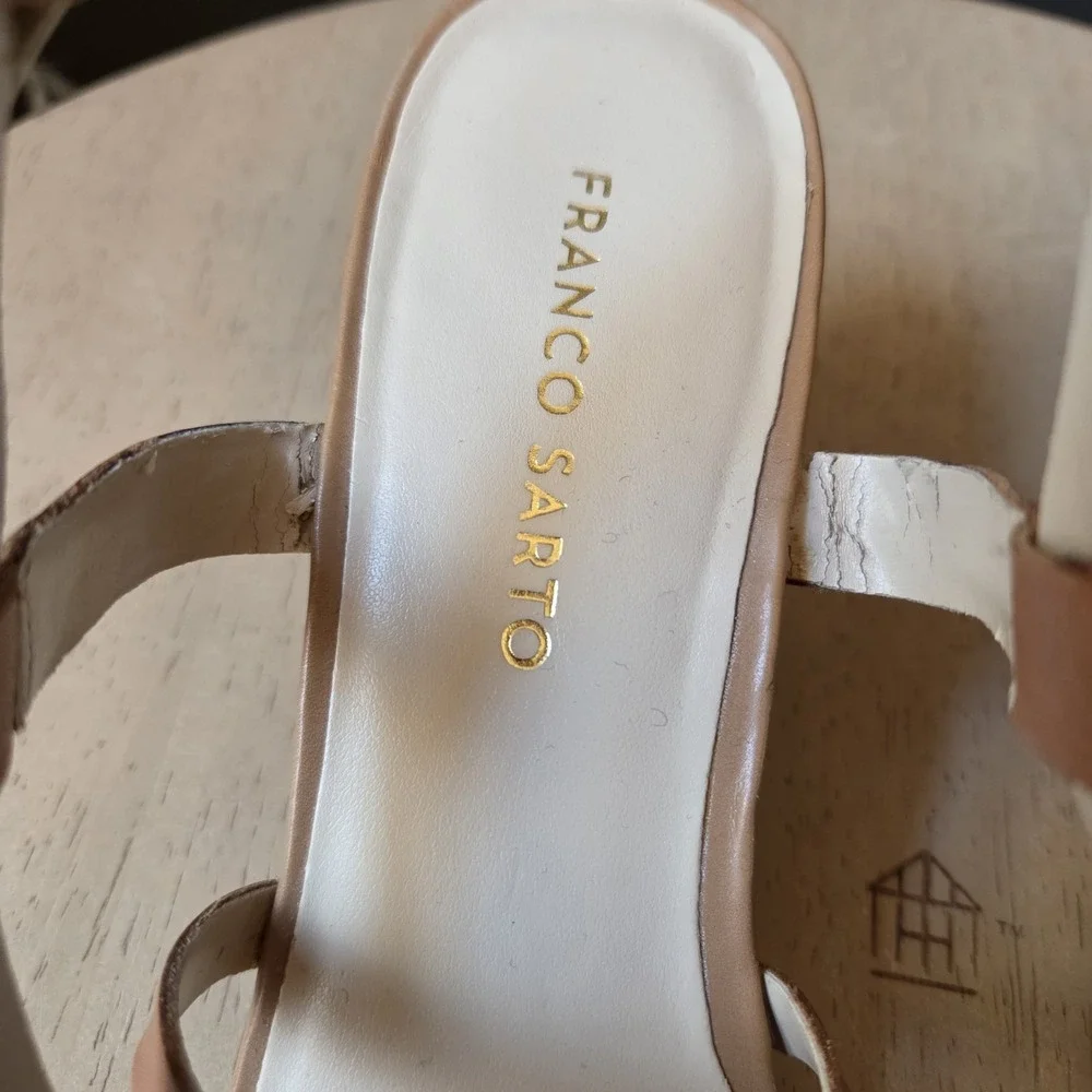 Franco Sarto Women's Trady Sandals 9M Brown Cut Out‎ Wedge Leather Adjustable